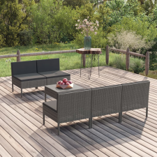 6 részes szürke polyrattan kerti bútorszett párnákkal kerti bútor