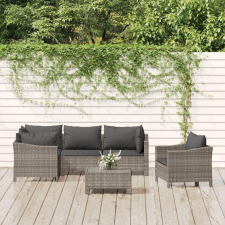 6 részes szürke polyrattan kerti ülőgarnitúra párnákkal kerti bútor