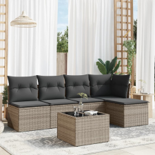 6 részes szürke polyrattan kerti ülőgarnitúra párnákkal kerti bútor