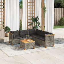 6 részes szürke polyrattan kerti ülőgarnitúra párnákkal kerti bútor