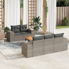 6 részes szürke polyrattan kerti ülőgarnitúra párnákkal kerti bútor