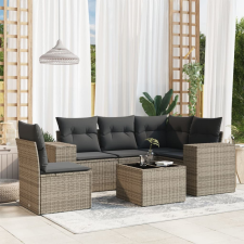 6 részes szürke polyrattan kerti ülőgarnitúra párnákkal kerti bútor