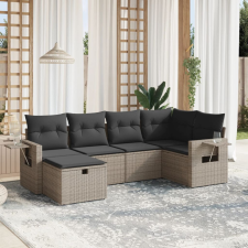 6 részes szürke polyrattan kerti ülőgarnitúra párnákkal kerti bútor