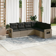 6 részes szürke polyrattan kerti ülőgarnitúra párnákkal kerti bútor