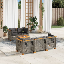  6 részes szürke polyrattan kerti ülőgarnitúra párnákkal kerti bútor