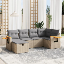  6 részes vegyes bézs polyrattan kerti ülőgarnitúra párnákkal kerti bútor