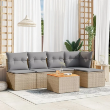 6 részes vegyes bézs polyrattan kerti ülőgarnitúra párnákkal kerti bútor