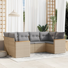  6 részes vegyes bézs polyrattan kerti ülőgarnitúra párnákkal kerti bútor