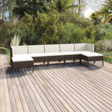 7 részes barna polyrattan kerti bútorszett párnákkal kerti bútor