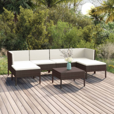 7 részes barna polyrattan kerti bútorszett párnákkal kerti bútor
