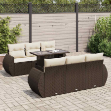 7 részes barna polyrattan kerti ülőgarnitúra párnákkal kerti bútor