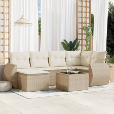 7 részes bézs polyrattan kerti ülőgarnitúra párnákkal kerti bútor