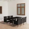  7 részes fekete polyrattan kerti étkezőgarnitúra
