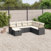  7 részes fekete polyrattan kerti ülőgarnitúra párnával