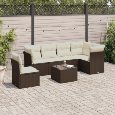 7 részes fekete polyrattan kerti ülőgarnitúra párnával kerti bútor