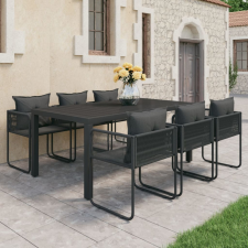  7 részes fekete PVC rattan kerti étkezőgarnitúra kerti bútor