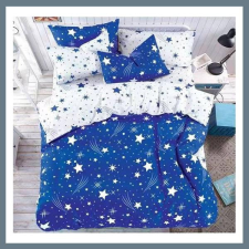  7 részes PLÜSS ágyneműgarnitúra, hullócsillag mintás, sötétkék HCS-S lakástextília
