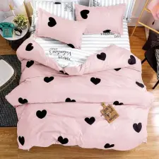  7 részes szívecskés ágynemű - barackszínű SY-4 lakástextília