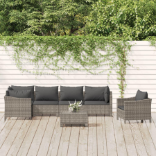 7 részes szürke polyrattan kerti ülőgarnitúra párnákkal kerti bútor