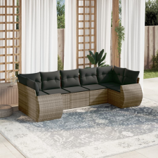 7 részes szürke polyrattan kerti ülőgarnitúra párnákkal kerti bútor