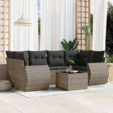 7 részes szürke polyrattan kerti ülőgarnitúra párnákkal kerti bútor