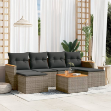  7 részes szürke polyrattan kerti ülőgarnitúra párnákkal kerti bútor