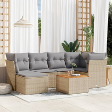 7 részes vegyes bézs polyrattan kerti ülőgarnitúra párnákkal kerti bútor