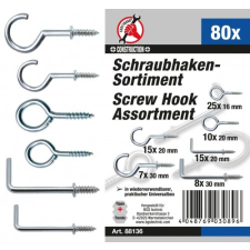  80 részes kampó és horog csavar készlet  (BGS 88136) barkácsolás, csiszolás, rögzítés