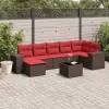 8 db barna polyrattan kerti kanapégarnitúra párnákkal
