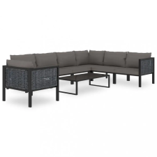  8 részes antracitszürke kerti polyrattan ülőgarnitúra párnákkal kerti bútor