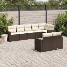 8 részes barna polyrattan kerti ülőgarnitúra párnákkal kerti bútor