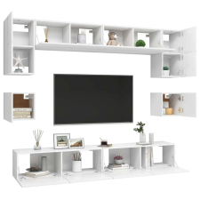  8 részes fehér forgácslap tv-szekrényszett bútor