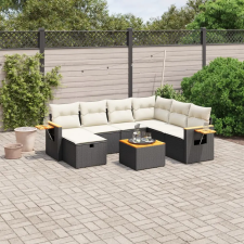  8 részes fekete polyrattan kerti ülőgarnitúra párnákkal kerti bútor