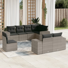 8-részes szürke polyrattan kerti ülőgarnitúra párnákkal kerti bútor