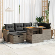8 részes szürke polyrattan kerti ülőgarnitúra párnákkal kerti bútor