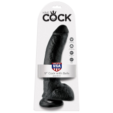 9" Cock with Balls Black műpénisz, dildó