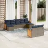  9 db szürke polyrattan kerti kanapégarnitúra párnákkal