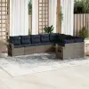 9 db szürke polyrattan kerti kanapégarnitúra párnákkal