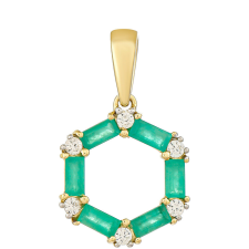 9 Karátos Arany Medál Brazil Smaragddal és Természetes Cirkónnal, PCY11236 medál
