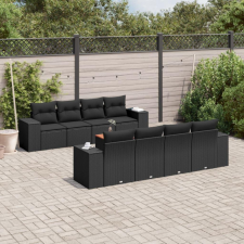  9 részes fekete polyrattan kerti ülőgarnitúra párnákkal kerti bútor
