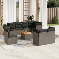 9-részes szürke polyrattan kerti ülőgarnitúra párnákkal kerti bútor