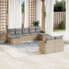  9 részes vegyes bézs polyrattan kerti ülőgarnitúra párnákkal