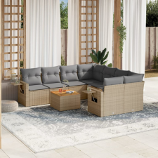 9 részes vegyes bézs polyrattan kerti ülőgarnitúra párnákkal kerti bútor