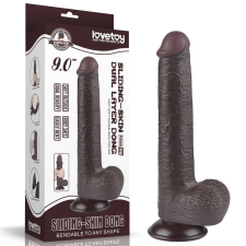 9'' Sliding Skin Dual Layer Dong Black műpénisz, dildó
