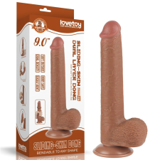  9'' Sliding Skin Dual Layer Dong Brown műpénisz, dildó