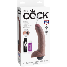  9" Squirting Cock with Balls Brown műpénisz, dildó