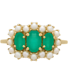  9K Arany Gyűrű Brazil Smaragddal és Édesvízi Gyönggyel gyűrű
