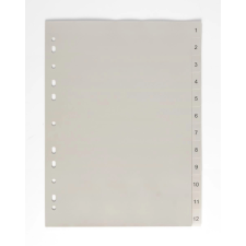 A4 dokument elválasztó, 1-12 szürke mappa
