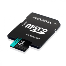 A-Data 64GB microSDXC Premier Pro Class 10 UHS-I U3 A2 V30 + adapterrel memóriakártya