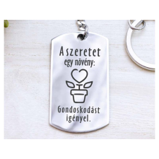  A szeretet egy növény acél medálos kulcstartó kulcstartó